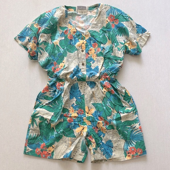 Addition-Elle Vintage Tropical Print Cotton Romper (20W) - Picture 4 of 15
